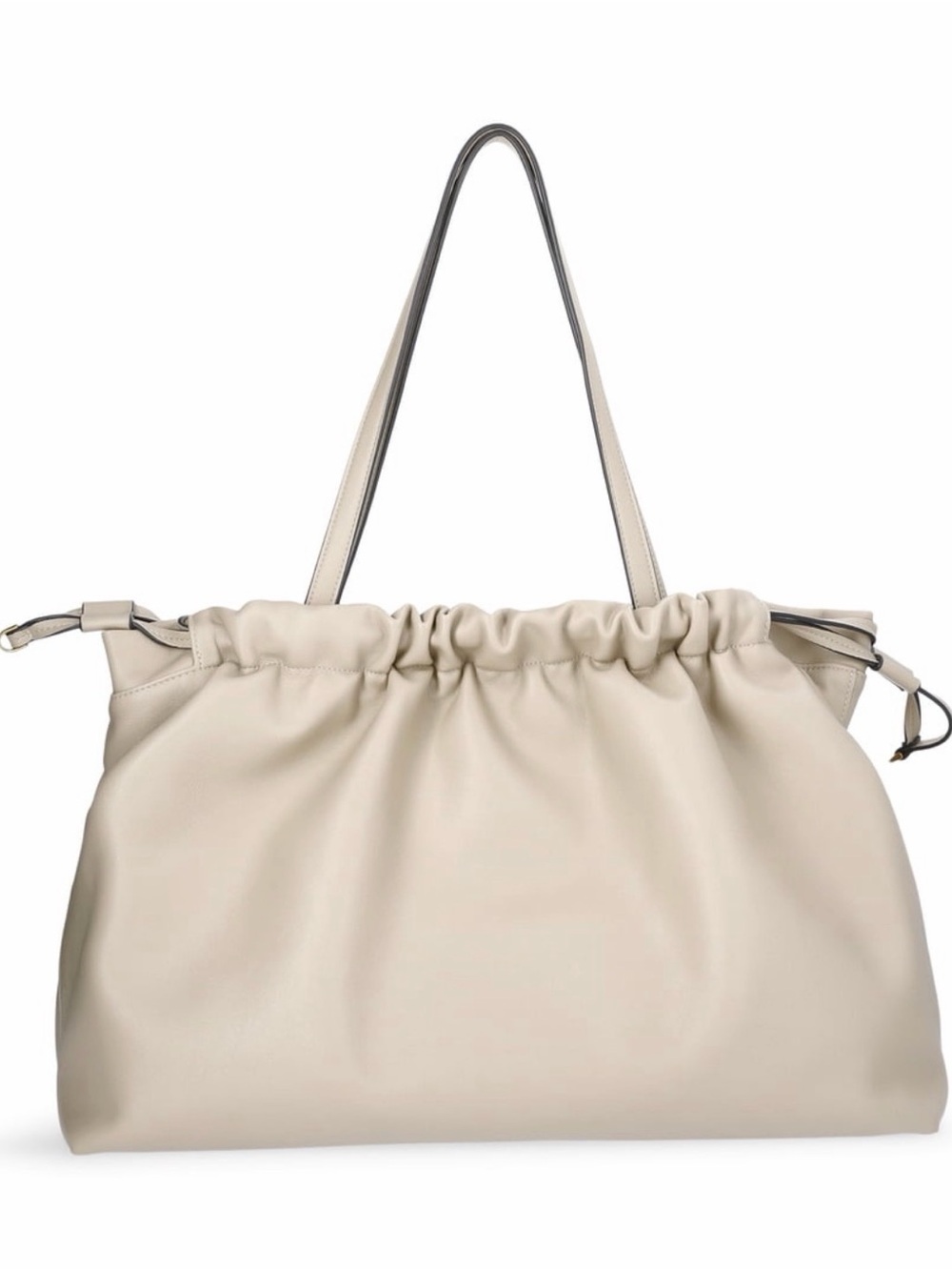 Scoop Women’s Faux Leather Oversized Drawstring Tote, Almond Biscuit Color